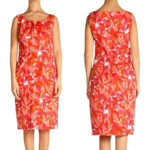 Adrianna Papell Floral Print Sheath Knee Length Dress Women's 12 Pink Cocktail